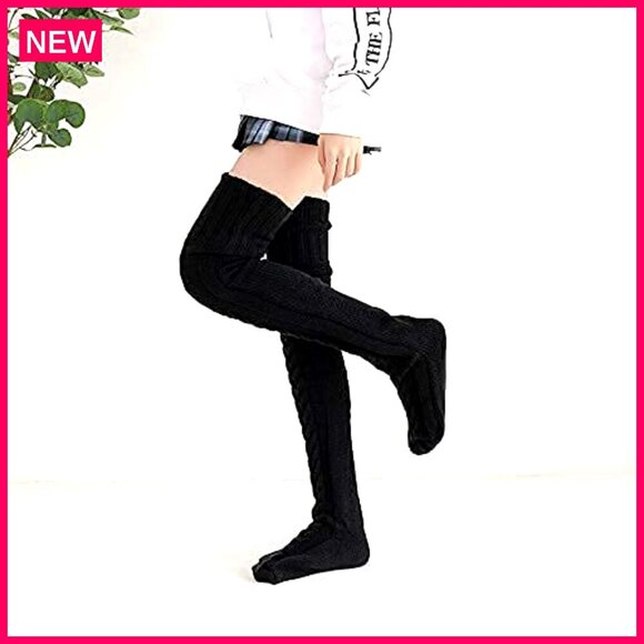 Extra Long Cable Knit Thigh High Socks Winter Boot Stockings Leg Warmers - Picture 5 of 6